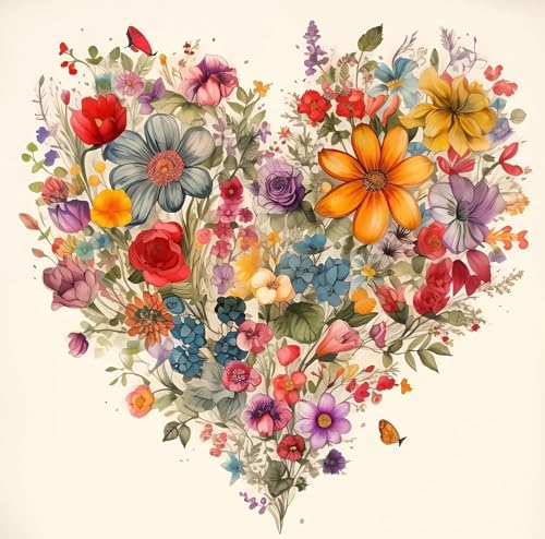 Image of Valentine's Day Stamping Cross Stitch Kit, Flowers Counting Cross Stitch Kit for Adult Beginners , Full Line DIY Cross Stitch Stitching Kit for Home Decor Cross Stitch Patterns 13.7x13.7 inches