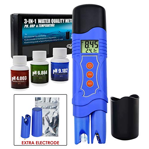 3-in-1 ORP Redox PH Temperature Combo Meter Tester w/Extra Electrode, Pen Type ATC -1999~1999mV 0.00-14.00pH 0~50°C, Water Quality Aquarium Tank Swimming Pool Lab Spa Hydroponics