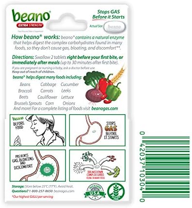 beano Ultra 800 Gas Prevention, Food Enzyme Dietary Supplement, Help Digest Gas-Causing Foods, 30 Tablets