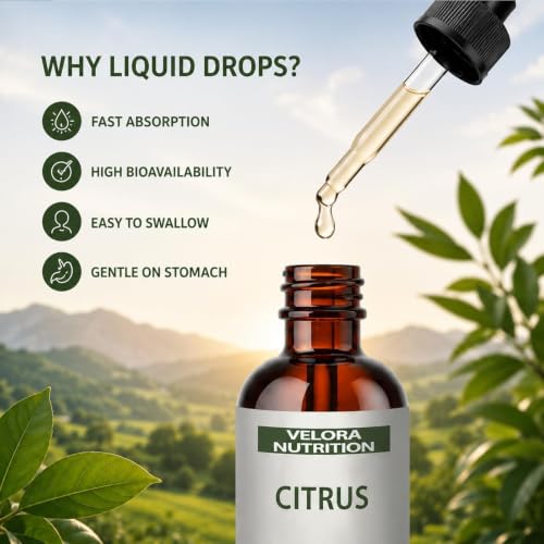 Image of velora Red Yeast Rice Drops with Citrus, Bergamot, Red Yeast Rice, Soursop, Olive Leaf, Vitamin C+D, Non-GMO, Vegan 2 fl oz