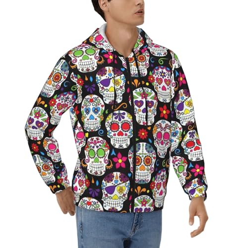 Sweat à capuche thermique de qualité supérieure imprimé crânes homme