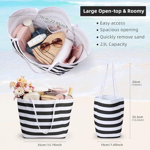 Image of KALIDI Beach Tote Bag Women Large Waterproof Sandproof Shoulder Handbag Packable Grocery Bag Hobo Purse for Picnic Vacation