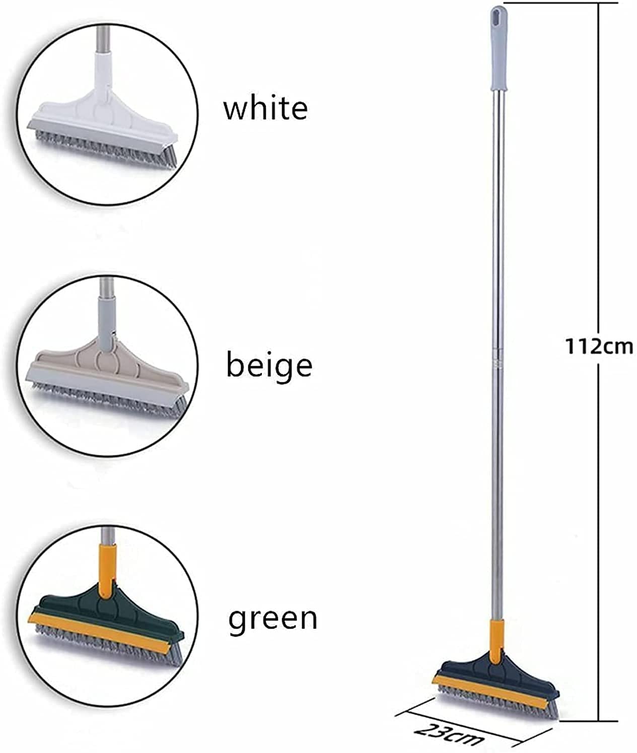 Spazzola Per Pavimenti 2 In 1 Con Manico Lungo E Testina Girevole - Setole Rigide Per Fughe, Angoli, Piastrelle, Bagno, Cucina