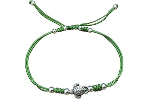 Minimalist Green String Turtle Charm Bracelet