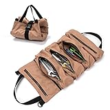 Super Tool Roll, Heavy Duty Durable Wrench Roll with 5 Zipper Pockets, Canvas Pliers Organizer, Socket Organizer, Tool Roll Pouch, Car Seat Back Organizer, Ideal Gift for Men