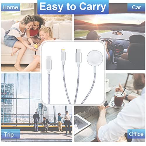 3 in 1 Apple Watch Charger for Apple Watch/iPhone/Airpods, Fast Magnetic, 6ft USB C Wireless iWatch Charging Cord Compatible with Apple Watch Series 7,6,5,4,3,2,1, iPhone 13,12,11,XR,XS & Pad Series