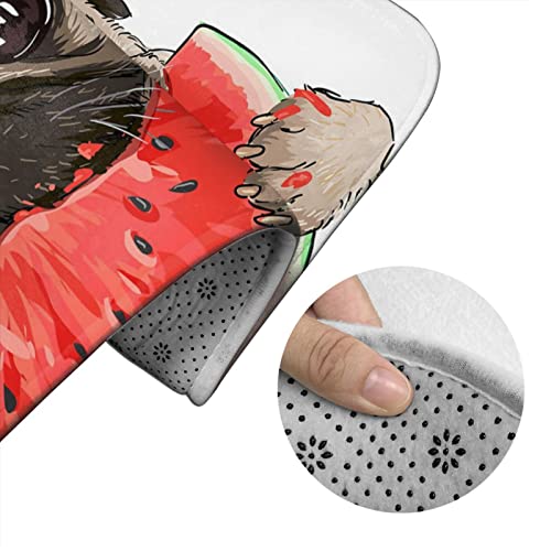 DIRYKILP Badematte + Konturmatte + Toilettendeckelbezug, Mops Eats Wassermelone 3 Stück Badematten Set, mit rutschfester Klebeunterseite – Bild 6