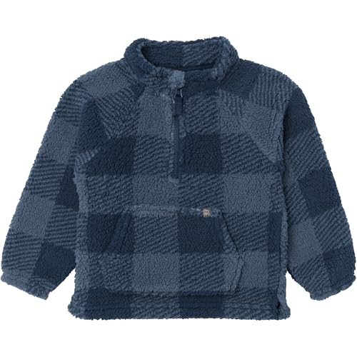 Modern Moments by Gerber Baby Toddler Boys' Microplush Half-Zip Pullover, Navy Plaid, 18 Months
