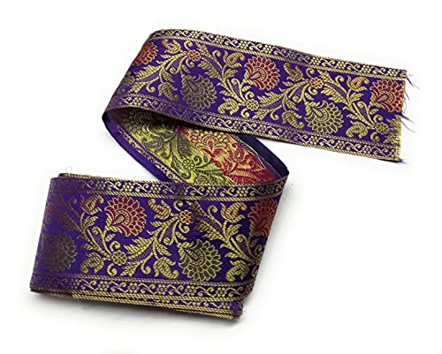 Image of Floral Brocade Ethnic Work Laces and Borders Material for Dresses, Sarees, Lehenga, Suits, Blouses, Dupatta, chunri and Crafts