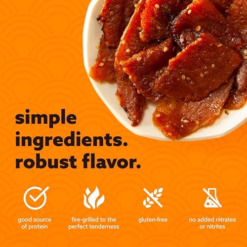 Image of Golden Island Korean BBQ Pork Jerky - (4 Pack) 9 oz Resealable Bag - Fire-Grilled Specialty Meat Snack - Sweet & Savory Protein Snack - 7g Protein per Serving - Made with 100% All-Natural Pork