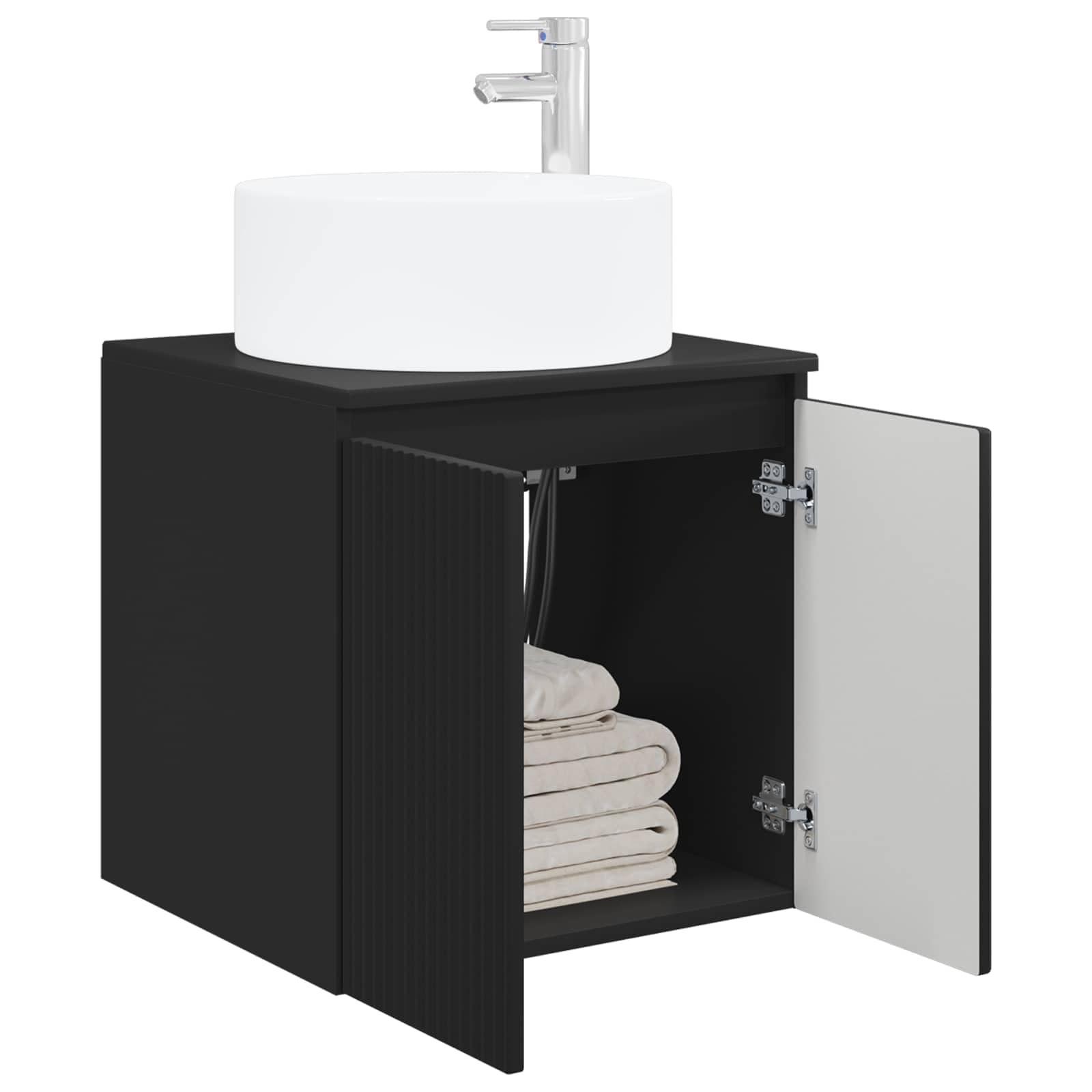 Vidaxl Black Wall-Mounted Sink Vanity 49.5 X 44.5 X 65.5 Cm,