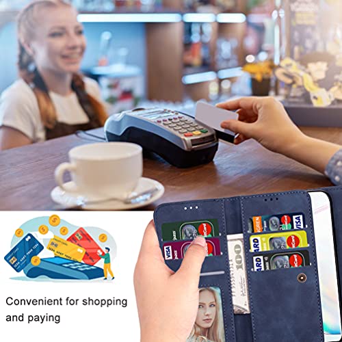 Harsel Galaxy Note 10 Plus Case Cover Zipper Wallet Case For Women/Girl,Flip Folio Purse Leather Crossbody Case With Card Holder Shoulder Strap Shockproof Samsung Note 10 Plus Lanyard Phone Case Blue #TOP3