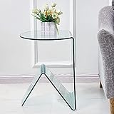 SMARTIK Clear Glass End Table, Bedside Table for Bedroom, Small Side Tables for Living Room, Sofa...