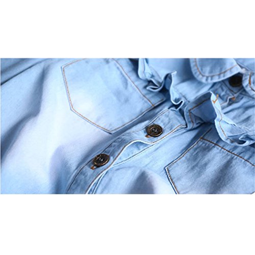 Image of Colorful Childhood Girls Denim Crop Tie Shirt Blouse Toddler Shawl Button Down Shirts Children's Casual Tops