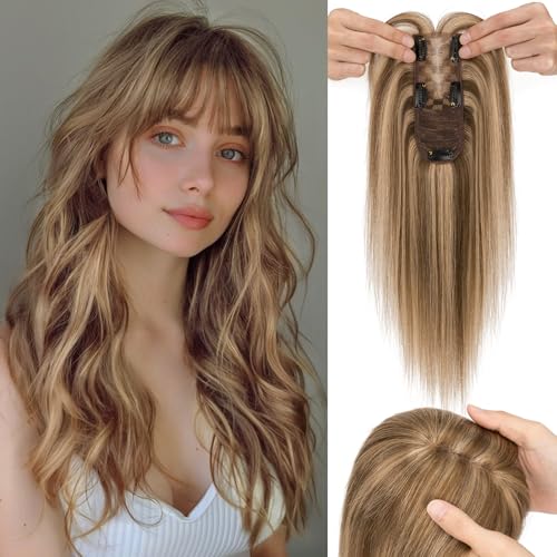 S-noilite Hair Toppers for Women with Bangs Real Human Hair