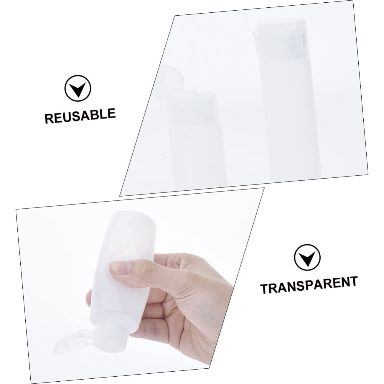 POPETPOP 50pezzi Bottiglie Vuote Per Viaggio Flaconi Ricaricabili Chic Per Cosmetici Contenitori Chiusura Pressione Leggeri e Compatti