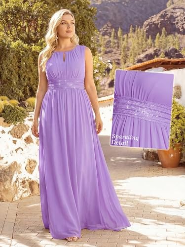 Image of Ever-Pretty Plus Women's Round Neck Sleeveless Empire Waist Maxi Plus Size Formal Gowns Bridesmaid Dresses