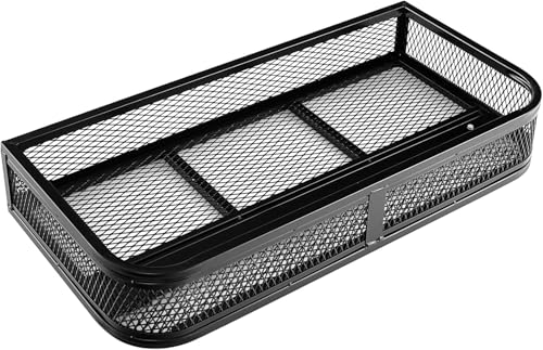 GOPLUS Cesta de Equipaje Delantera para ATV, Cesta de Transporte Metálica para Pesca, Caza y Camping, Cesta de Carga Colgante, Cesta de Almacenamiento, 92×44×16,5 cm, Carga 25 kg