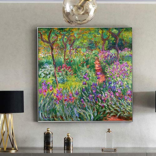 Tableau Monet Jardin Fleurs Impressions et Affiches Salon Décoration Murale Abstraite