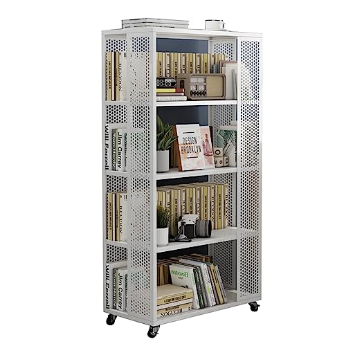 HDKSHX Estantería flexible de 360° con ruedas de pie, estantería simple de metal para sala de estar y dormitorio, estante esquinero perfecto para muebles