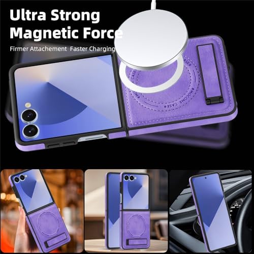 Coque en cuir Samsung Galaxy Z Flip 4 bleu avec clapet magnétique élégant