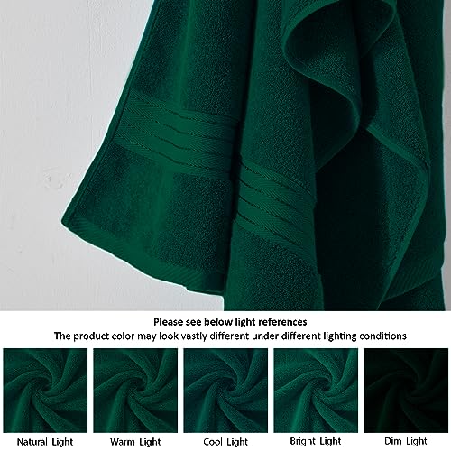 COZYART Dark Green Bath Towel Set 6Pcs, Turkish Cotton Hotel Soft Absorbent Thick Bathroom Towel Sets of 6 with 2 Large Bath Towels, 2 Hand Towels, 2 Washclothes, 650 GSM - Image 6