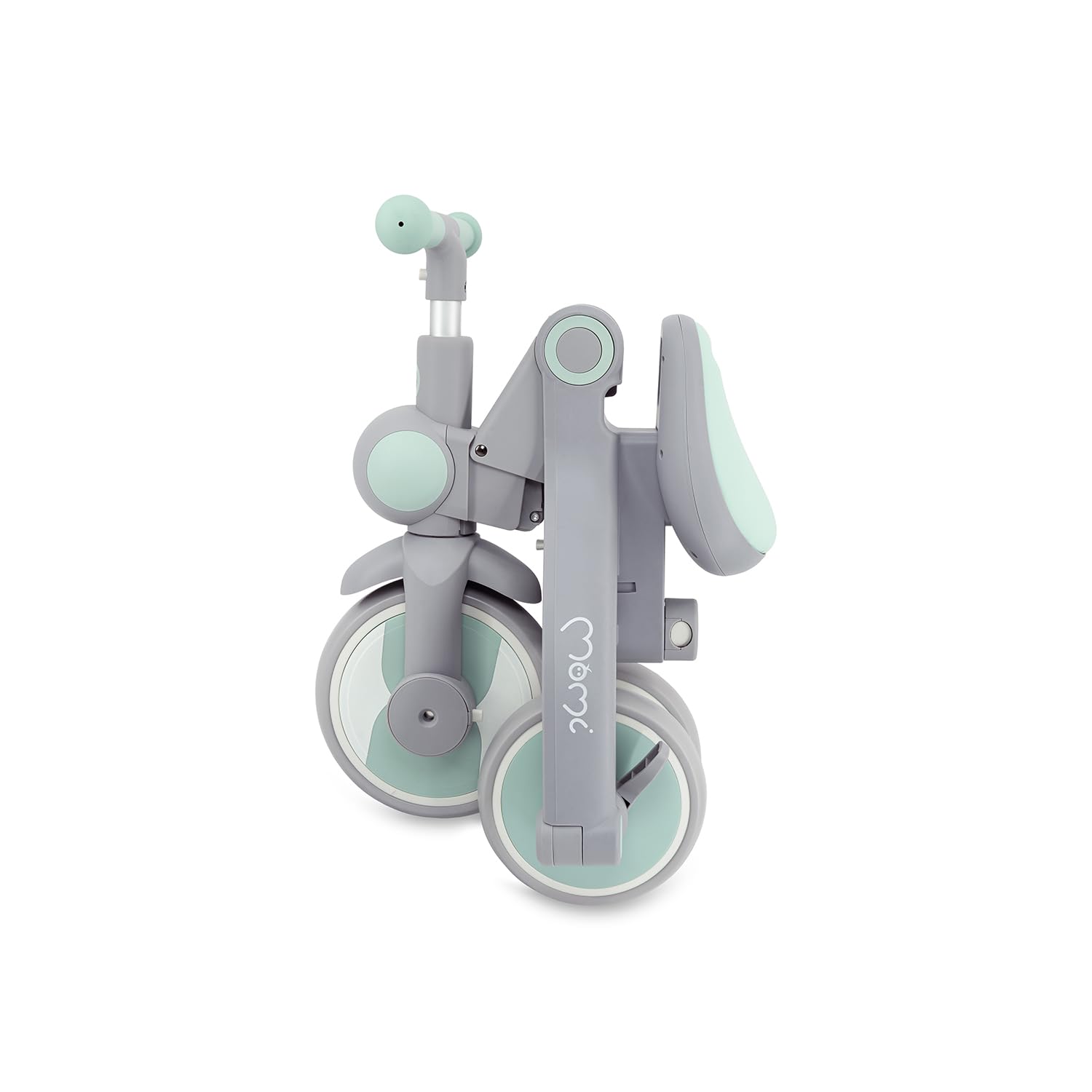 Triciclo per bambini MoMi 4in1 SOLIVIA con manubrio telescopico, cinture di sicurezza a 5 punti, per bambini a partire da 12 mesi, con capottina parasole, ruote in PU, borsa e portabicchiere