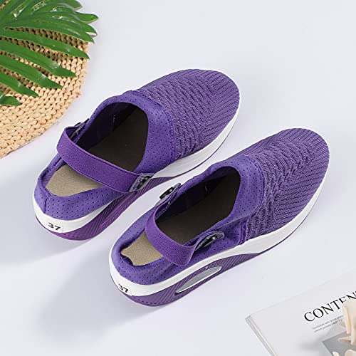 Wsvvmqy Womens Tennis Shoes For Standing Non Slip Tennis Shoes Women Women's Athletic Tennis Shoes Lightweight Mesh Air Cushion Running Sneakers Outdoor Womens Shoes Sandals Dressy Purple #TOP5