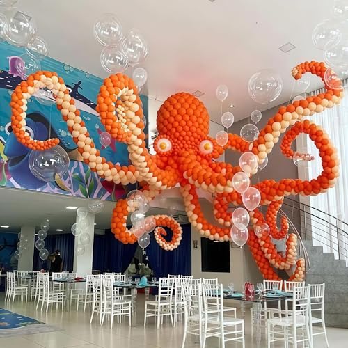 Image of Orange Linking Balloons, 100PCS 6 Inch Orange Link Balloons for Making Balloon Wall Heart Arch, Tails Balloon for Birthday Graduations Bridal Baby Shower Fall Thanksgiving Halloween Party Decorations