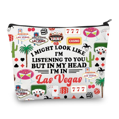 PLITI Las Vegas Makeup Bag Las Vegas Vacation Toiletry Bag Las Vegas Trip Gift Las Vegas Souvenir for Women Casino Gift (Might Las VegasU)