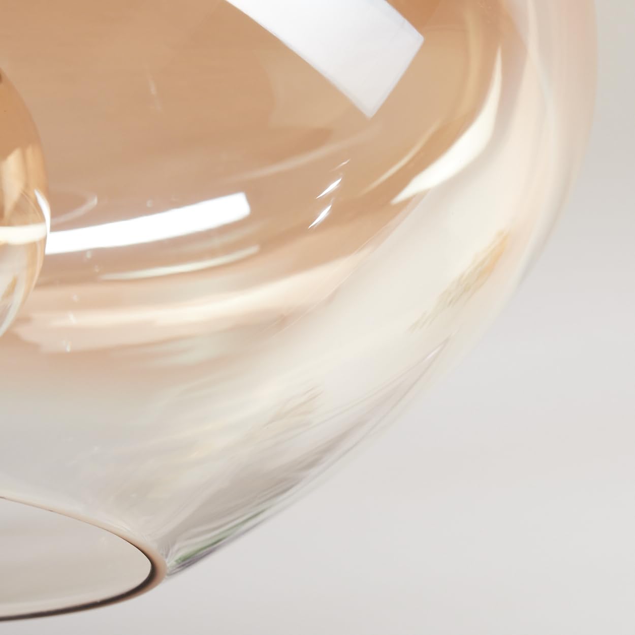Plafonnier HOFSTEIN Mertola, plafonnier à 1 ampoule en métal/verre noir/ambre/clair, luminaire au design rétro/vintage (abat-jour Ø 35 cm), E27, salle à manger, salon, cuisine, couloir, bureau