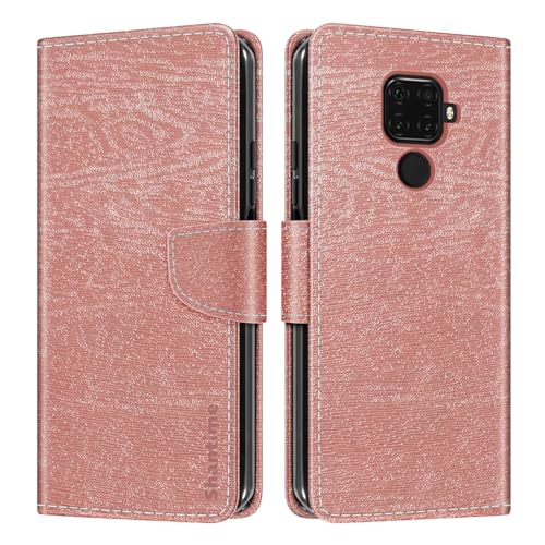 Custodia Portafoglio pelle Compatibile con Huawei Mate 30 Lite Cover Colorata Flip con Portacarte Chiusura Magnetica ProtettivaOro Rosa