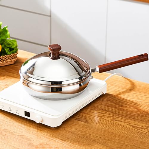 Wok de acero inoxidable 316L con mango de madera y tapa miniatura 3