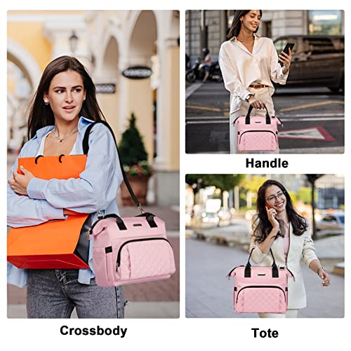 Honymum Lunch Bag Women,16L Insulated Lunch Box Tote Bag For Work,Leak Proof Lunch Cooler Bag With Bottle Holder&Adjustable Shoulder Strap,Lunchbag,Adult Lunchbox For Picnic,Beach,Pink #TOP4