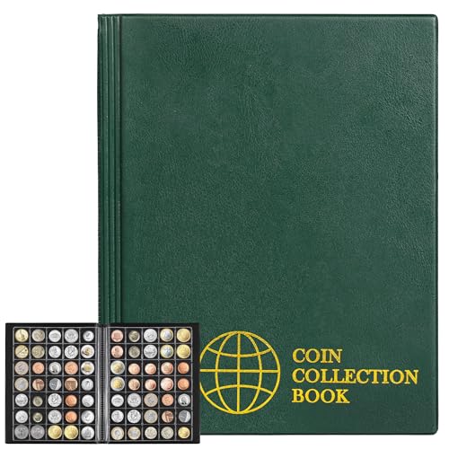 Álbumes de Monedas de 420 Bolsillos: 28 x 29 mm/1,1 x 1,1 Pulgadas, Libro de Monedas Verde de Bolsillo, 10 páginas, Soporte para colección de Monedas, Libro de Almacenamiento de Monedas CS0242GR