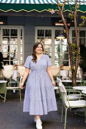 Image of TIYOMI Women Plus Size Dress Boho V Neck Short Sleeve Beach Maxi Dresses Floral /Stripe /Leaves /Lemon XL-5XL