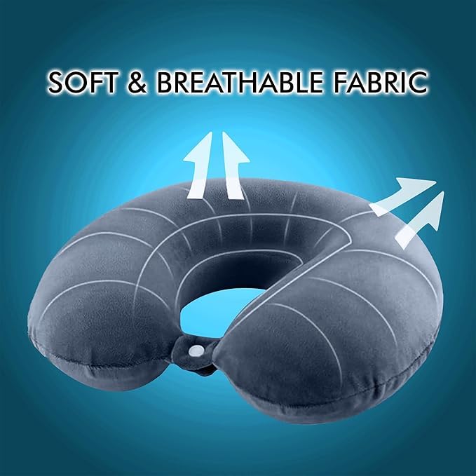 Image of ALN Premium Velvet Travel Neck Pillow for Travelling and Sleeping in Airplane Flight, Cab, Car, Train, Bus for Men and Women Head Rest Neck Holder Pillow for Pain Relief