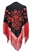 La Senorita Spanish Flamenco Dance Shawl black with red flowers and fringes