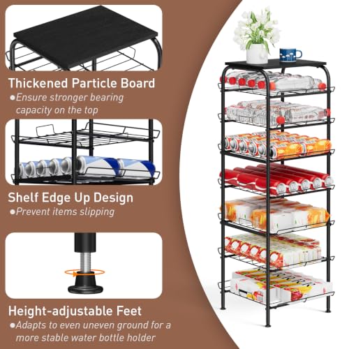 Vrisa Water Bottle Organizer 7 Tier Free Standing Water Bottle Holder Stand with Storage Shelves Beverage Drink Soda Can Rack Dispenser Metal Storage Shelf for Kitchen Pantry Party Office, Black by Vrisa - Used condition - Image 2