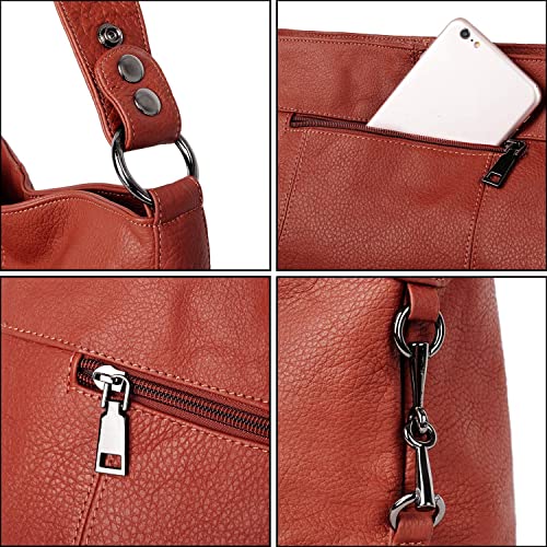 Image of YALUXE Women's Real Leather Shoulder Bags Hobo Handbag Purse Crossbody Bag