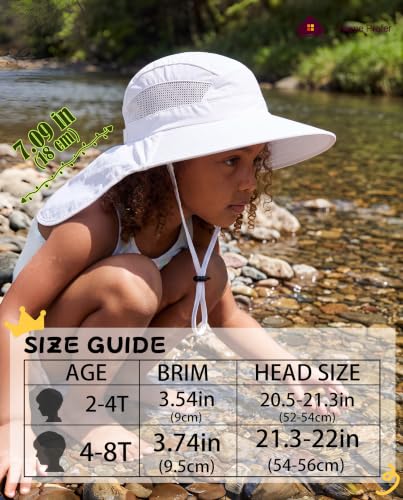 Image of Home Prefer UPF50 Wide Brim Kids Sun Hat Neck Flap Boys Girls Sun Protection Hat for Beach Fishing