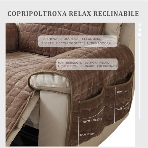 CFPLeHiYS Sesselschoner für Relaxsessel Sesselüberwurf mit Armlehne Sesselauflage Anti-Rutsch Fernsehsessel Schonbezug Sofa Armlehnenbezüge Sesselbezug für Haustieren Hund(Kaffee,1 Sitz (53 * 190cm))