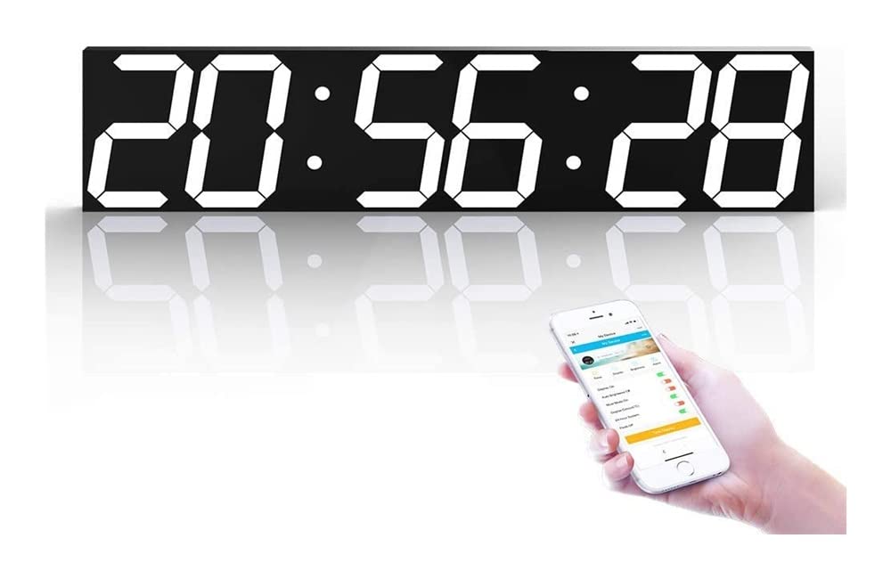3D Digital LED Large Easy-Read Display 6 Digits Alarm Clock Mobile Remote Wireless Control Global Synchronization Large Conference