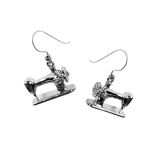 THE QUILT SPOT Sewing Machine Earrings, Vintage Design French Hook Nickel-Free