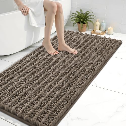 Image of Arotive Luxury Bathroom Runner Rugs 44x24, Extra Soft Thick Absorbent Shaggy Chenille Bath Rugs, Machine Wash Dry, Bath Mats for Bathroom Floor, Tub and Shower, Home Decor Accessories, Camel