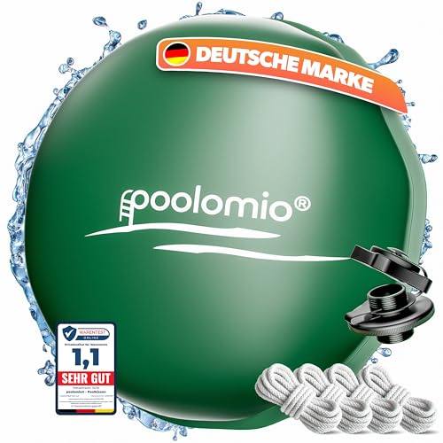 poolomio® Poolkissen Rund 3m (Pools 300-420 cm) | Poolkissen Winter XXL Ø 300 cm Luftkissen 420 g/m² | Winterkissen Poolabdeckung | Frost- & Chlorbeständig | Pool Kissen inkl. Seil & Reparaturset