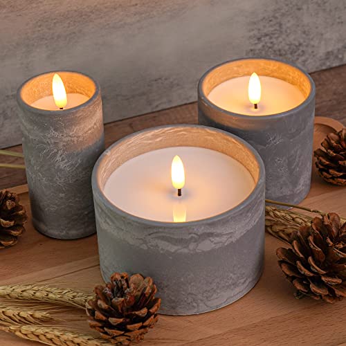 Patiphan SN088 Flameless Candles Battery Operated: Grey Concrete Led Pillar Candles Flickering thumb #8