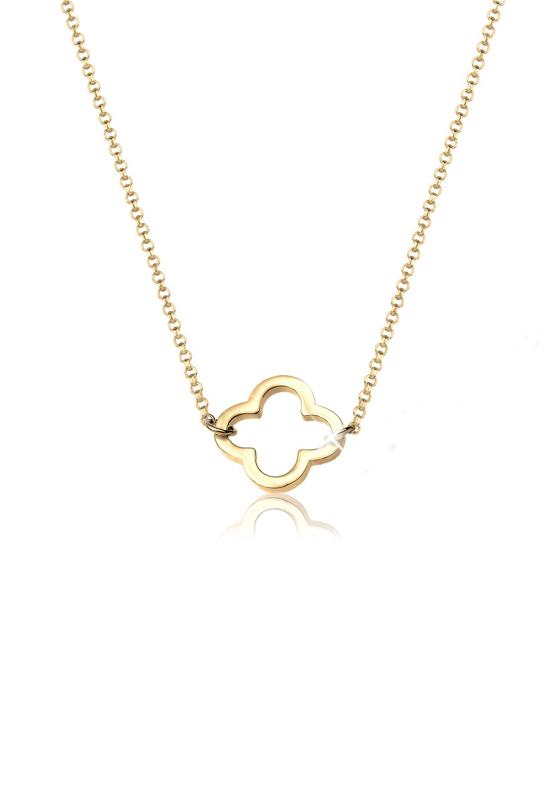 Elli Women's 925 Sterling Silver Gold Plated Cloverleaf Lucky Charm Pendant Necklace of Length 40 cm