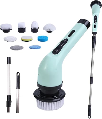 Miniatura 9 de Depurador eléctrico inalámbrico giratorio de 360 grados con 9 cabezales de cepillo de limpieza reemplazables, tiempo de trabajo de 90 minutos para