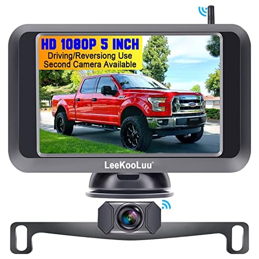 LeeKooLuu Wireless Backup Camera for Trucks with 5'' Monitor Full HD 1080P Bluetooth Backup Camera Rear View Camera Stable Digital Signals Support Add Second Wireless Camera for DIY Installation